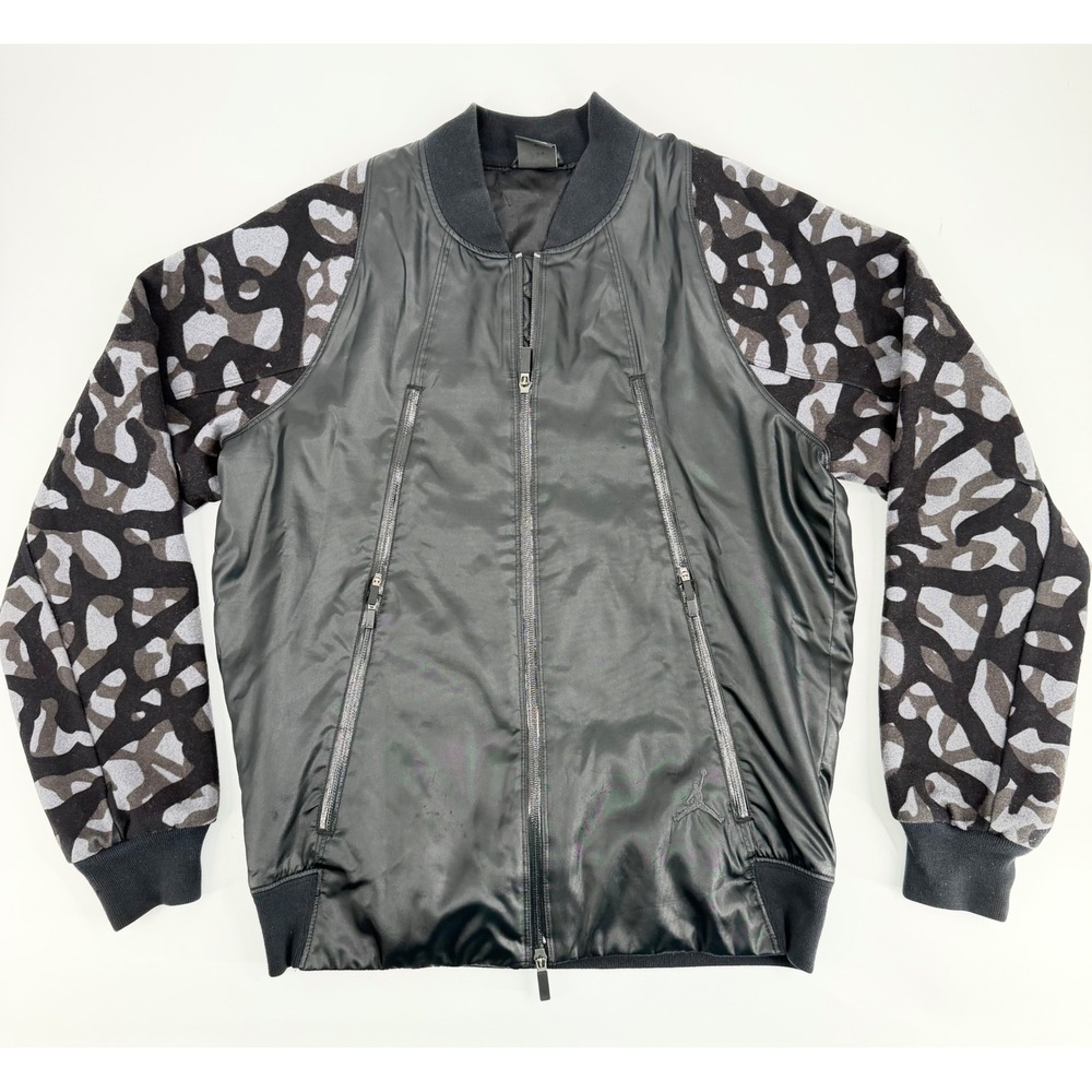 Nike Air Jordan AJ Flight Member Career High Bomber Jacket Black Camo Men's M
